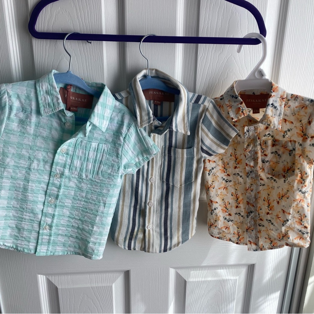 JessaKae Baby Striped, Check and Floral Shirts 6-9 months